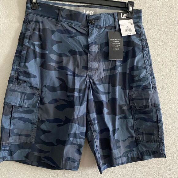 Lee NEW Men's Hybrid Cargo Short Flex Motion Waistband Blue Camo Size 30 Casual - Picture 5 of 8